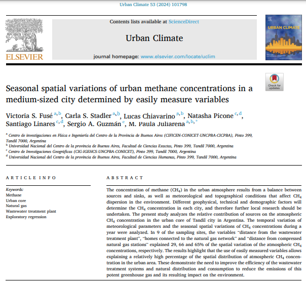 CarlaStadler's tweet photo. We are very happy to share a new publication in #UrbanClimate @ElsevierConnect 📄about #CH4 concentrations in #urban area (Tandil, Argentina) and the contribution of different urban sources 🔎using #GIS tools 
Want to know more? Download it for free ⬇️
https://t.co/zU9JzixOdE https://t.co/hrNHrYk8EQ