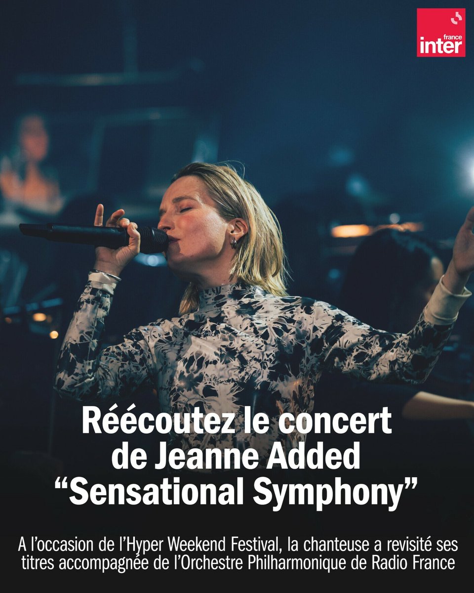 Revivez ce moment suspendu où la chanteuse et l'Orchestre Philharmonique de Radio France nous ont fait voyager ➡️ l.franceinter.fr/7Kd @jeanne_added @HyperWeekendF @PhilharRF #HWF2024 @DVarrod @ConquetFI @JocelynInter