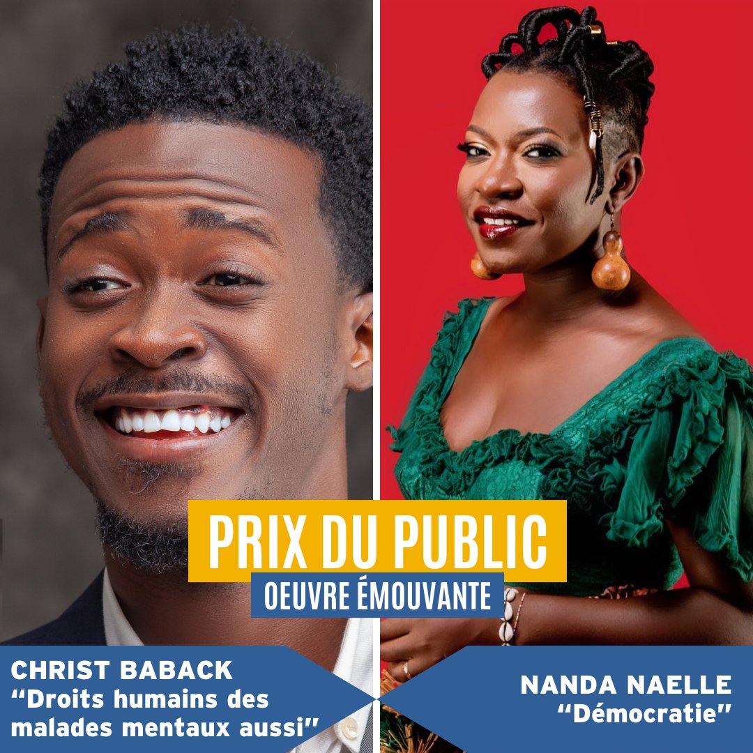 AEDHmonde's tweet photo. [Plaidoy'Art] Lors de notre cérémonie de remise de prix, Nanda Naelle et Christ Baback ont remporté ex aequo le Prix du Public pour l'émotion véhiculée par leurs œuvres, respectivement "Démocratie" et "Droits humains pour les malades mentaux aussi" 🌟
👉 https://t.co/ssVGgQOqqx https://t.co/ZC3BGI9Zkp