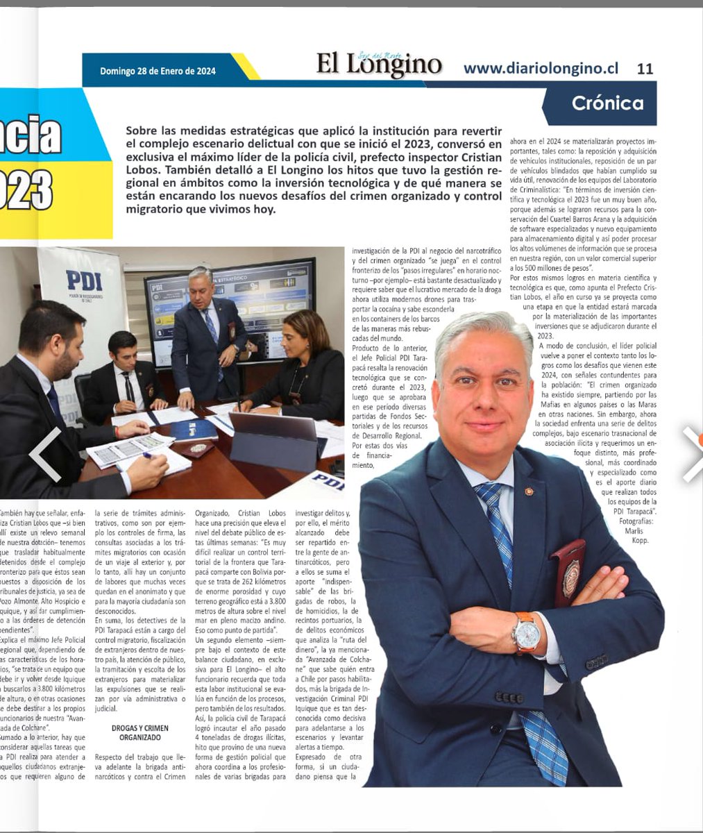 PDI_Tarapaca's tweet photo. Prefecto Inspector Cristian Lobos señaló que “enfrentamos una serie de delitos complejos bajo escenario transnacional de asociación ilícita y requerimos un enfoque distinto, más profesional, coordinado y especializado como es el aporte diario que realizan todos nuestros equipos" https://t.co/iQt6RNj1a1