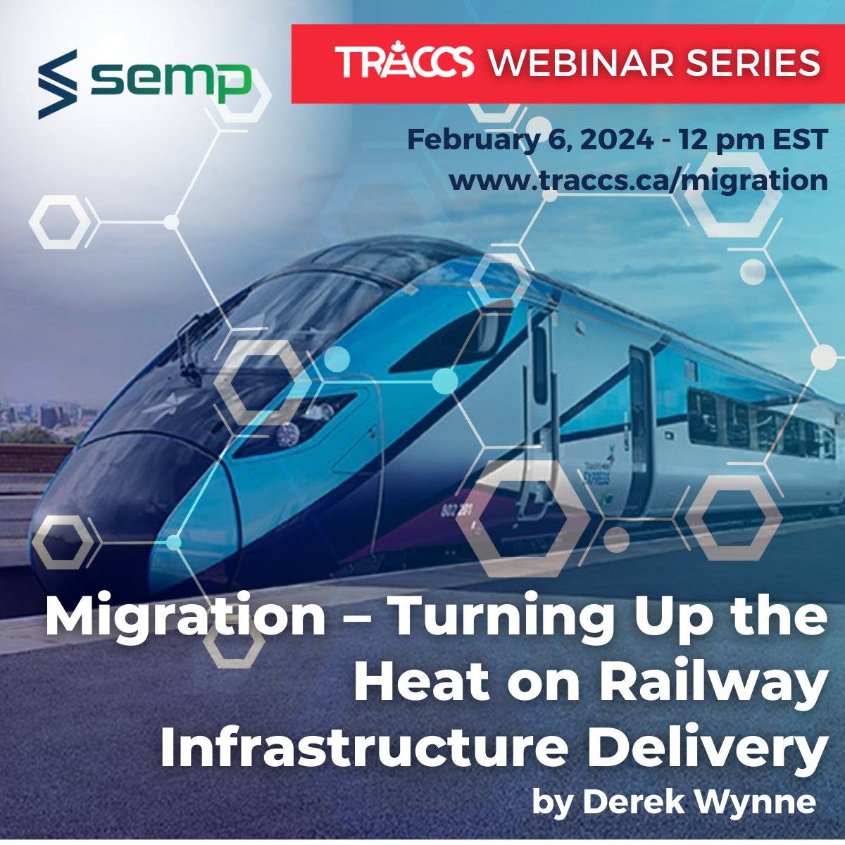 TRACCStransit's tweet image. TRACCS #FreeWebinar coming soon!
Tue Feb 6th at 12 pm EST

MIGRATION - TURNING UP THE HEAT ON #RAILWAY #INFRASTRUCTUREDELIVERY
presented by Derek Wynne from SEMP

Register at traccs.ca/migration
#TransitRail #RailwayIndustry #TheConversationsThatNeedToHappen