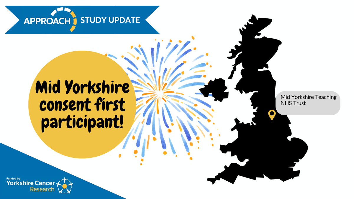 📢Huge congratulations to Mid Yorkshire Teaching NHS Trust who have consented their first participant into the APPROACH study! We thank all the staff who worked hard to make this happen @MYorksResearch @AMidyorks @Sarahbmidyorks @yorkshirecancer