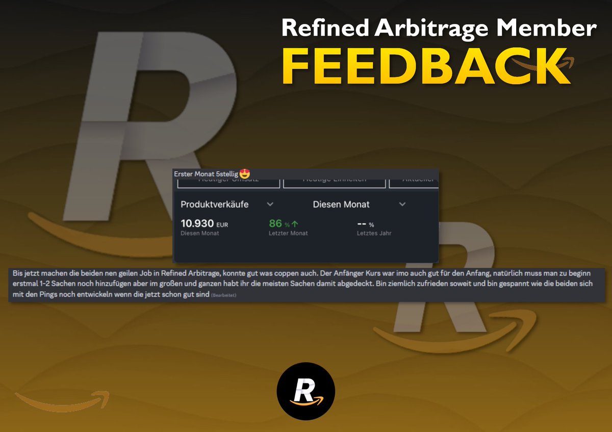 Ehrliches Feedback von unseren Membern. 🙌

Nutze jetzt deine Chance mit Amazon Arbitrage anzufangen!