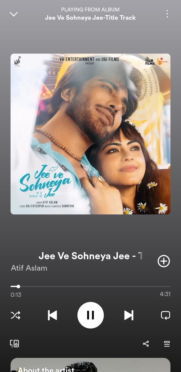 Jee ve Sohneya Jee Audio out on Spotify!! 🌹

#AtifAslam #Aadeez #ImranAbbas #newmusic #simichahal #spotify