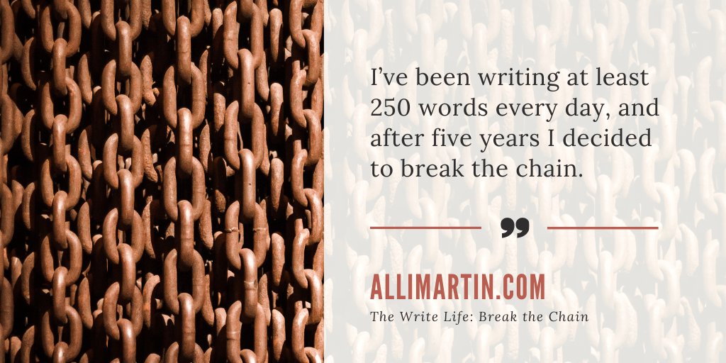 New Blog: The Write Life: Break the Chain—Sometimes the chains we amass with a writing habit start to bind us rather than make us strong. At that point, it's time to break the chain.
wp.me/p8JvVq-xT