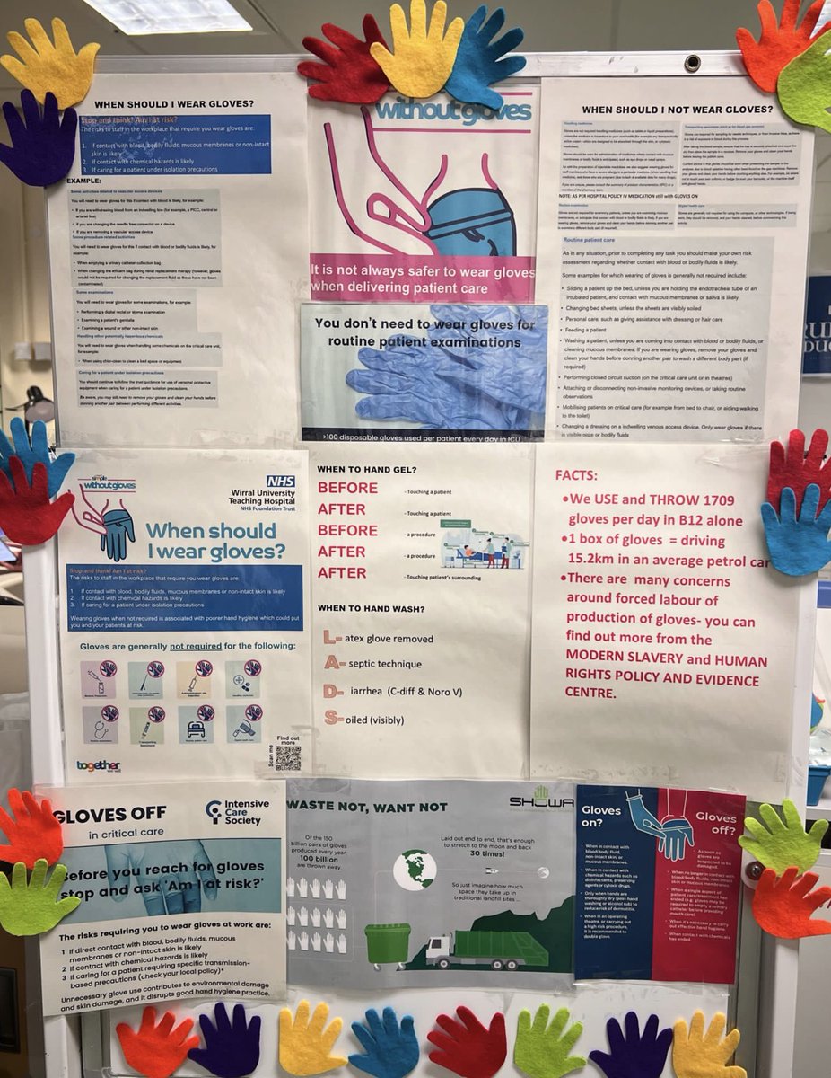 Week 3 of our gloves off campaign 🧤🧤 continued education, next some challenge to one another with our 'strictly paddles', great way of embedding what we've learnt #glovesoff #handson #fivemoments @RUHCriticalCare @RUHBath @RUHStaff @JenNashUKNurse @millsy_ICU @price_jonny