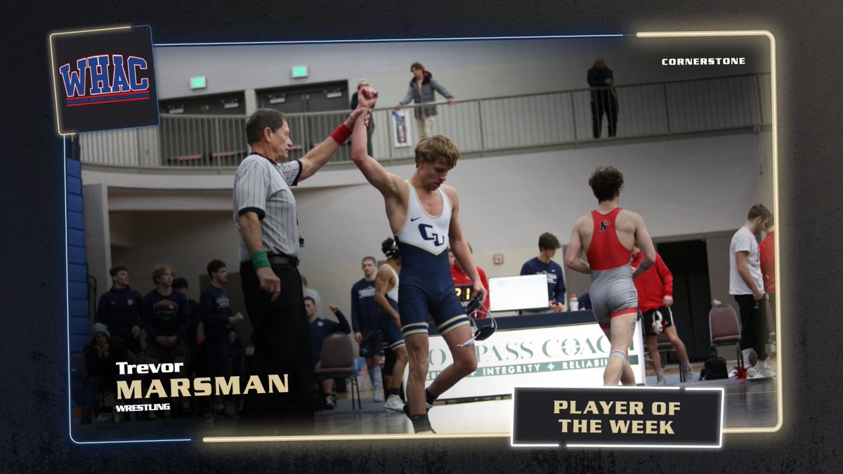 Trevor Marsman wins WHAC Wrestler of the Week for <a href="/CornerstoneU/">CornerstoneU</a> men's wrestling.

cugoldeneagles.com/news/2024/1/29…

#TogetherweSOAR