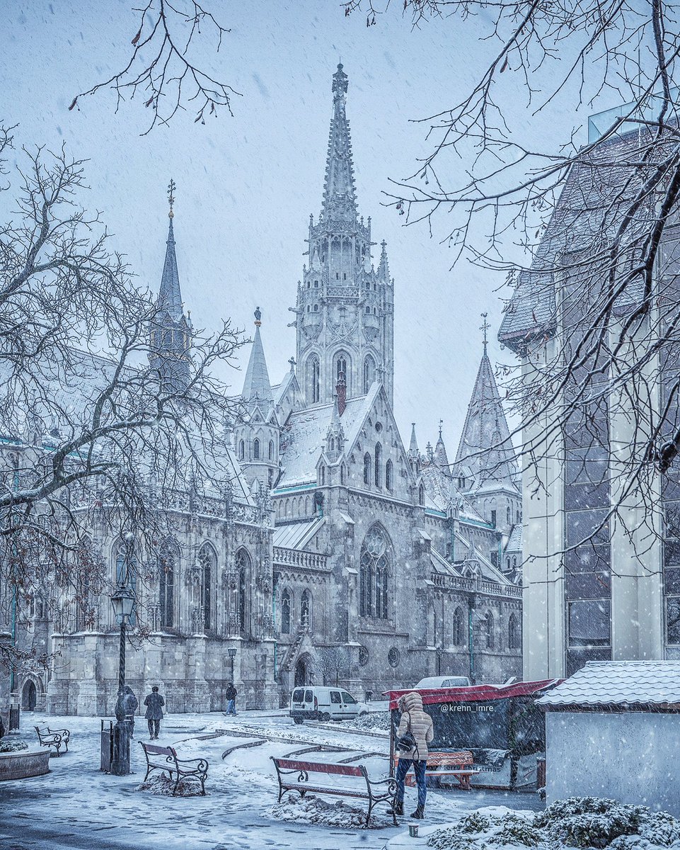 Frozen moment at the Matthias church, Budapest