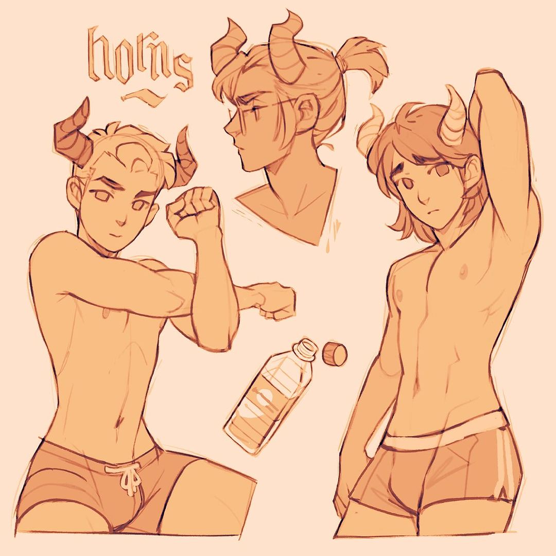caioyo_art's tweet photo. Sketching boys and horns I ✨💛 https://t.co/S6nK2vtOYy
