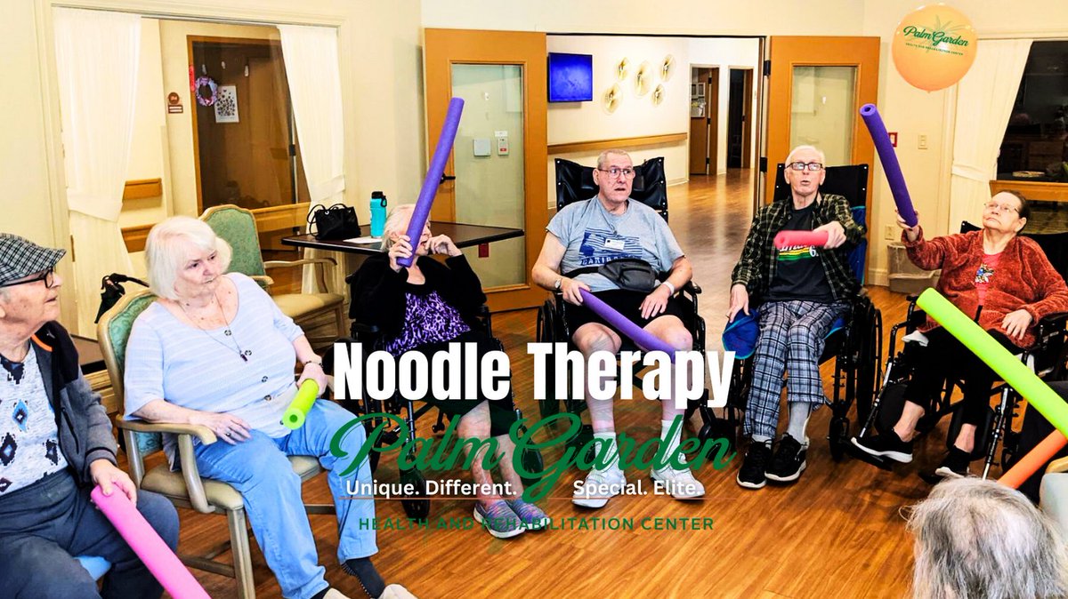PalmGardenHC's tweet photo. Our guests,residents, and family members love noodle therapy! Play as a team, keep the balloon aloft, copete and have lots of laughs every time. We keep exercise fun @PalmGardenHC. #CelebratingLifeStories #QualityMatters #WeArePalmGarden https://t.co/EM5rTXQgSA