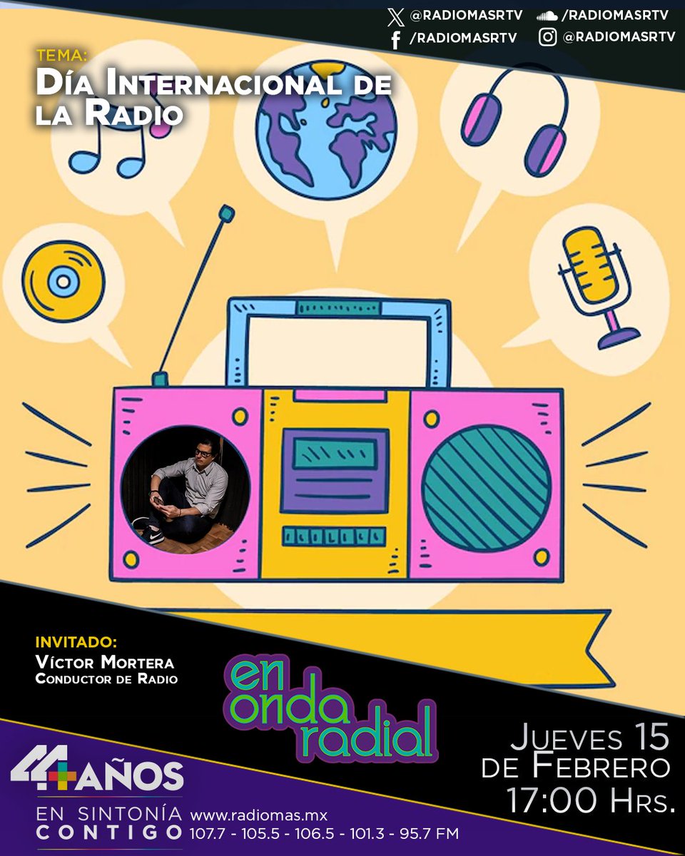 RADIOMASRTV's tweet image. 📻 ¡Sintoniza y celebra con nosotros el #DíaInternacionalDeLaRadio en #OndaRadial! 🎙️🌟

🎧 ¿Listo para sumergirte en el fascinante mundo de la radio? Únete con nosotros y con @vmortera a conmemorar el poder de la voz y la radio.

Te esperamos en punto de las 17:00 Hrs.