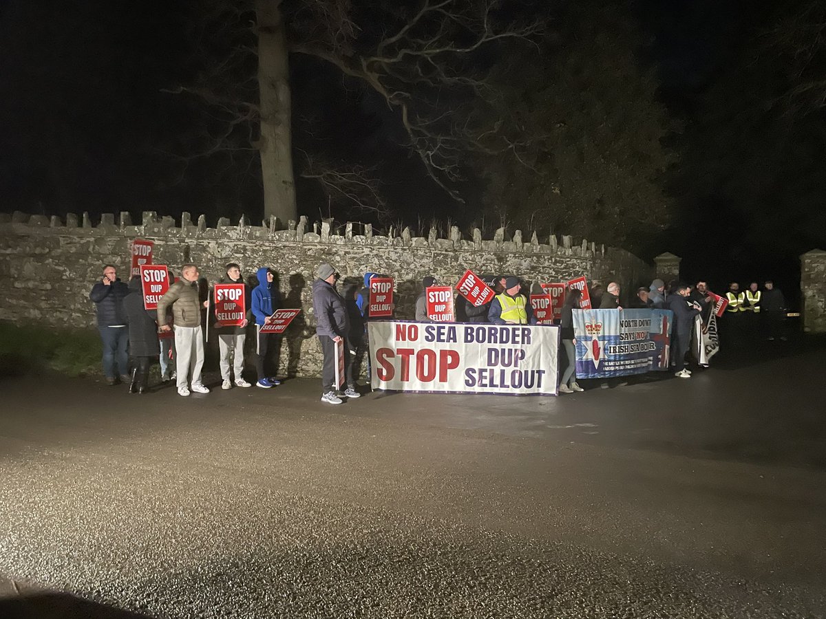 Protesters outside DUP executive meeting