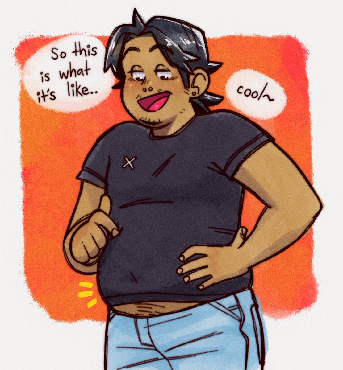 TubbyDeamon's tweet photo. HIIII FATTIES 💖✨
i’m back from the biggest break of the century, and….   I’m FAT now🍕🍔

#gainer #weightgain #furryart #weightgainart #oops #DigitalArtist https://t.co/q834j0qHkf