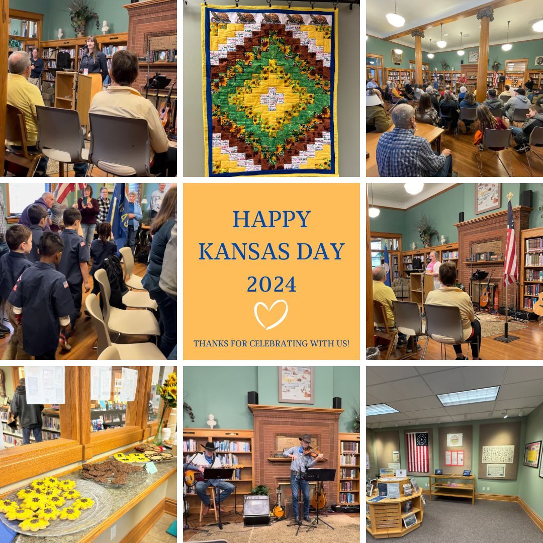 Kansas Day began in 1877 here in Paola, Kansas, and we celebrated this history at the library this last Saturday with a variety of events. Thank you all for your contributions and participation to make this day special! #ProudKansans #KansasDay #HappyKansasDay #AdAstraPerAspera