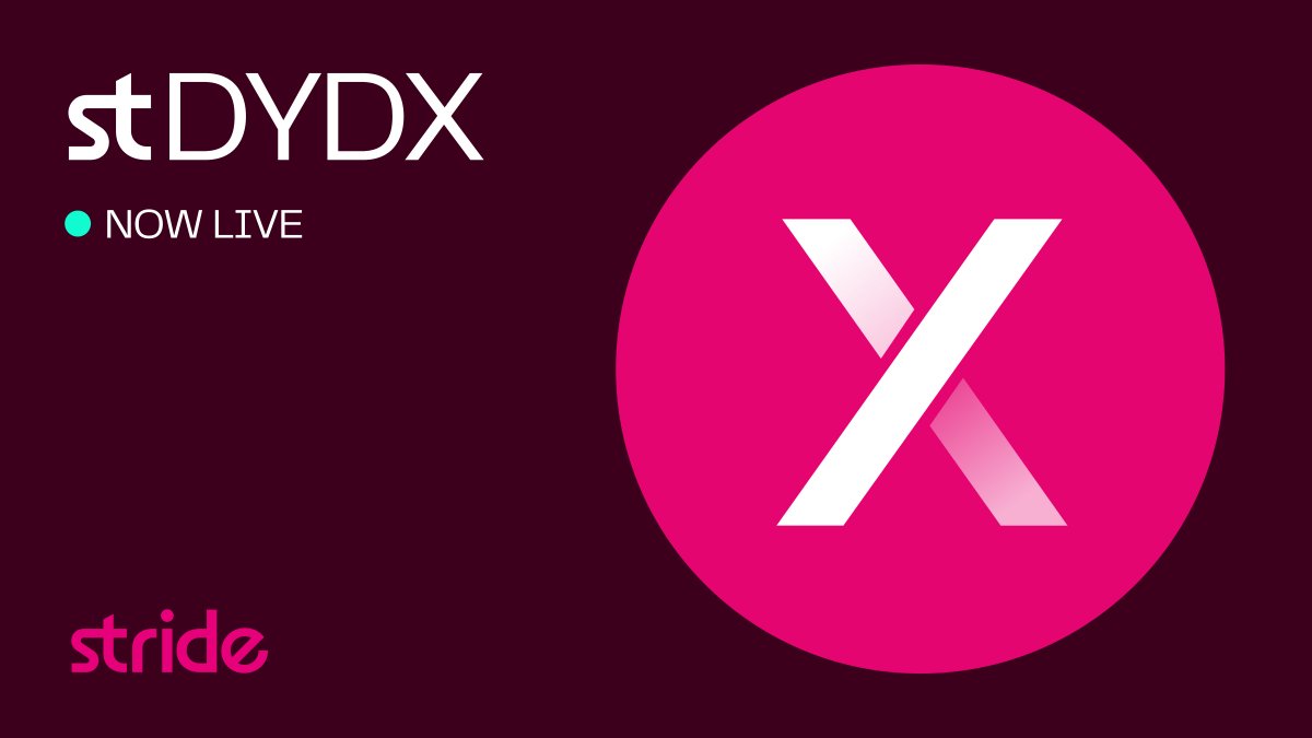 stride_zone's tweet photo. 1/5 Announcing Stride's first new LST of 2024 - stDYDX 🎉

Say goodbye to the 30 day unbonding period of DYDX. Now, you can be fully liquid while still earning staking rewards.

Notably, stDYDX auto-converts USDC staking rewards to staked DYDX.

Details 🧵 https://t.co/pAIygzevoG