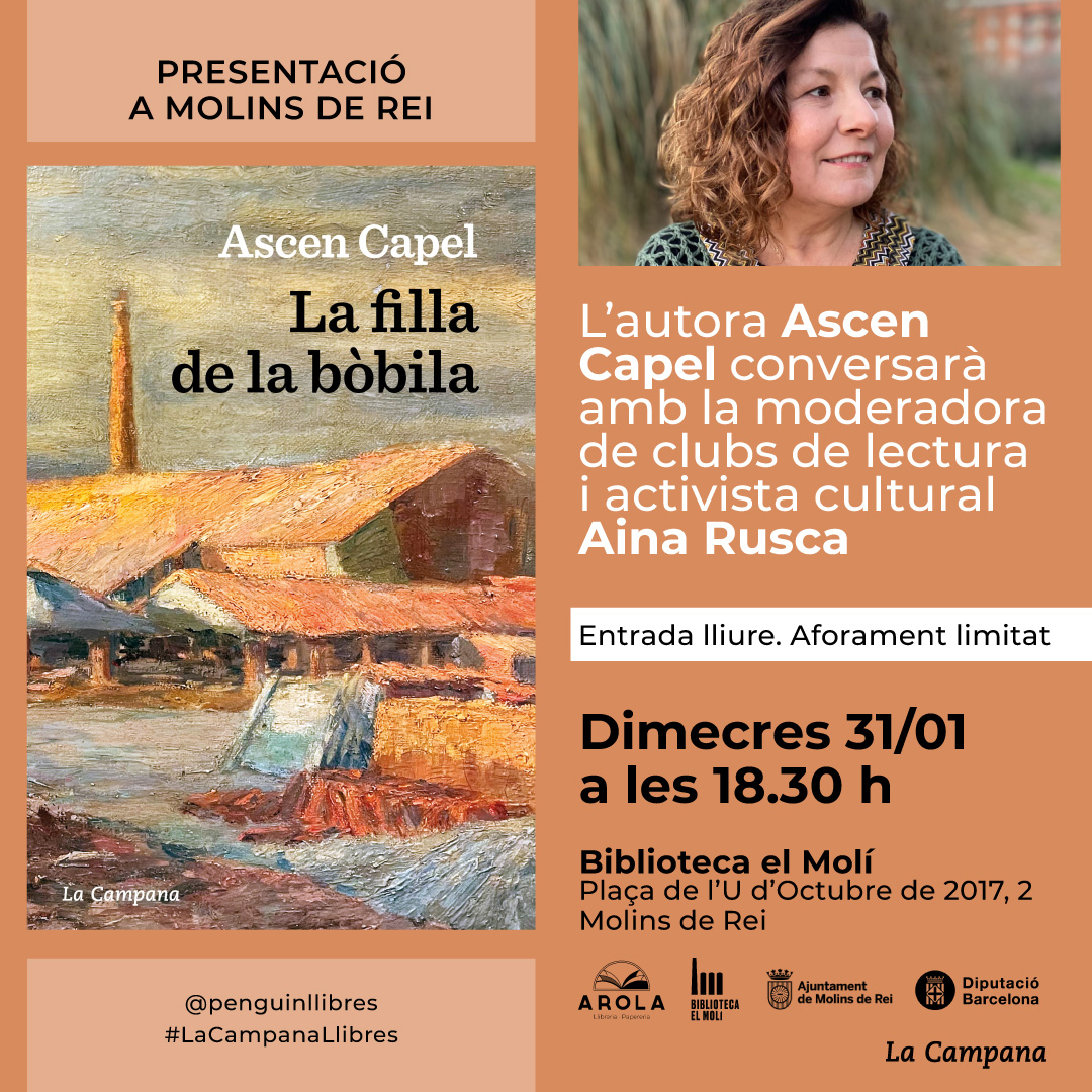 penguinllibres's tweet photo. DIMECRES 31:

📖 LA FILLA DE LA BÒBILA
👤Ascen Capel amb Aina Rusca
📍Biblioteca El Molí de #MolinsdeRei
🕖 18.30h https://t.co/dtVCJDSHpb