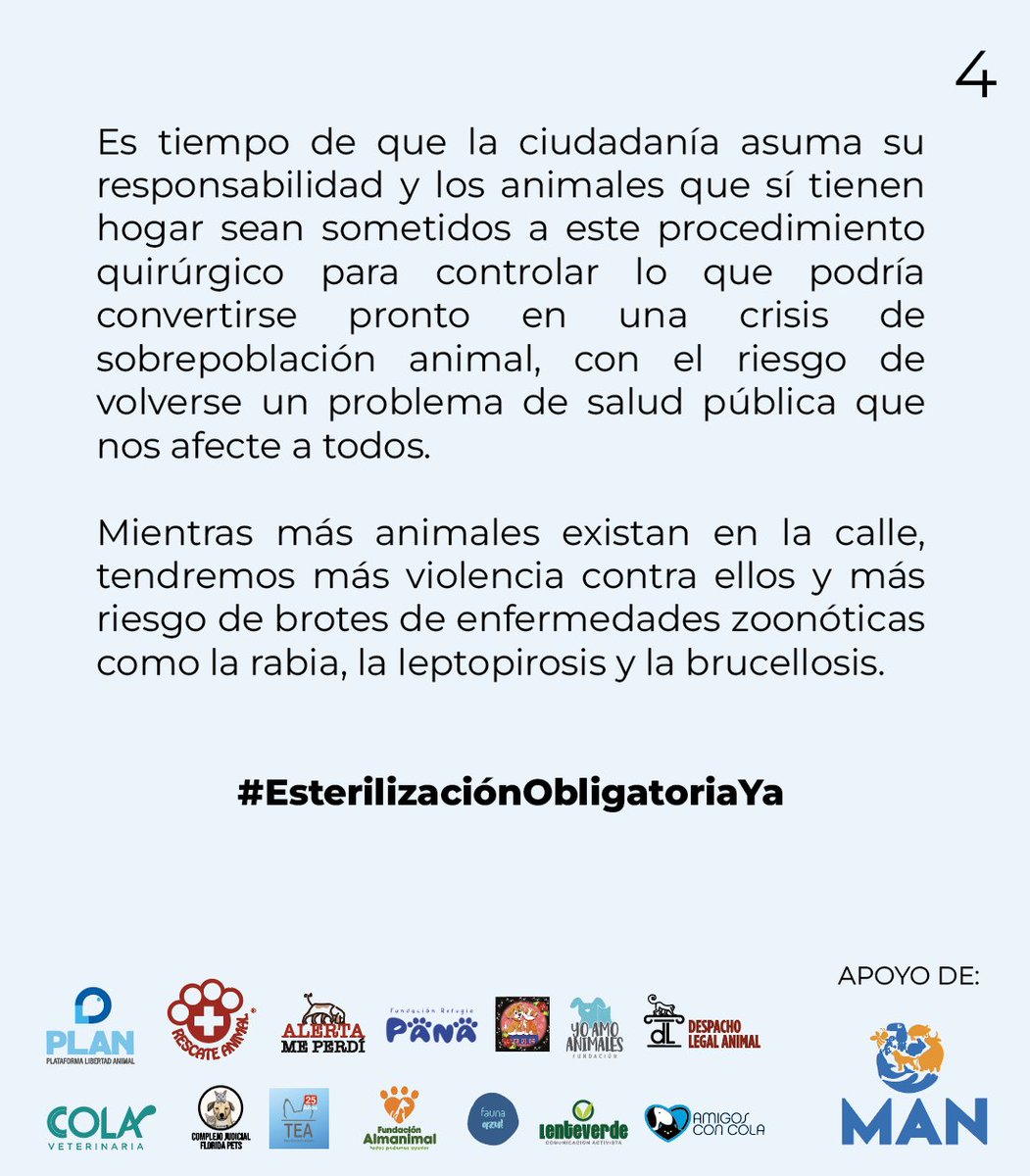 Las organizaciones y activistas animalistas de Guayaquil, agrupadas en <a href="/planlibertadgye/">PlataformaLibertadAnimal</a> , exhortamos a <a href="/alcaldiagye/">Muy Ilustre Municipalidad de Guayaquil</a> a que apruebe una reforma a la Ordenanza de Fauna Urbana e incluya la #EsterilizaciónObligatoriaYa para que los tutores de  perros y gatos asuman su responsabilidad