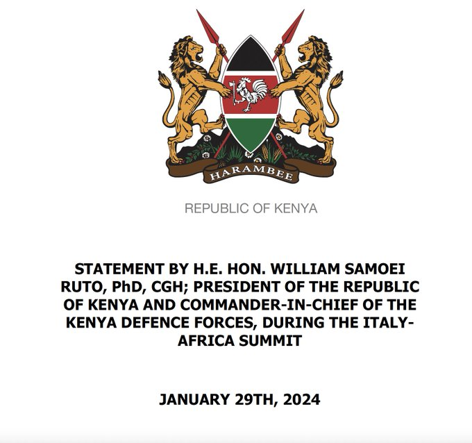 KenyaYaendelea's tweet photo. Kenya-Italy - Africa Summit.  

𝗗𝗼��𝗻𝗹𝗼𝗮𝗱 𝗦𝗽𝗲𝗲𝗰𝗵: - https://t.co/pLPWqedYBv https://t.co/wHefzZVLtT