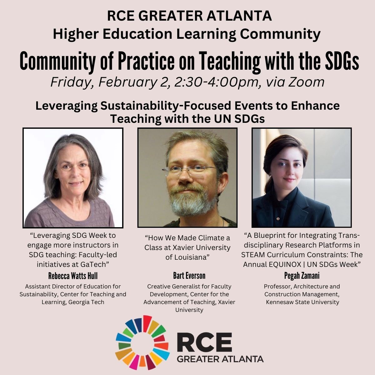rceatl_helc's tweet photo. Leveraging Sustainability-focused Events to Enhance Teaching with the UN SDGs.  Friday 2 February, 14h30-16h00, online.

Register: https://t.co/VvaGRHfHVH https://t.co/C9lx3D4la6