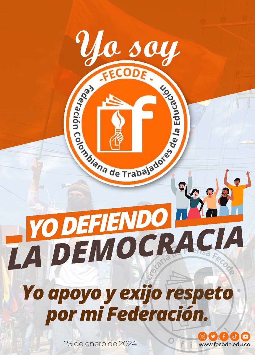 fecode's tweet photo. 🧡Estamos con FECODE
🤚🏽Yo apoyo y exijo respeto por mi Federación. https://t.co/k0Hlfo9ZXT