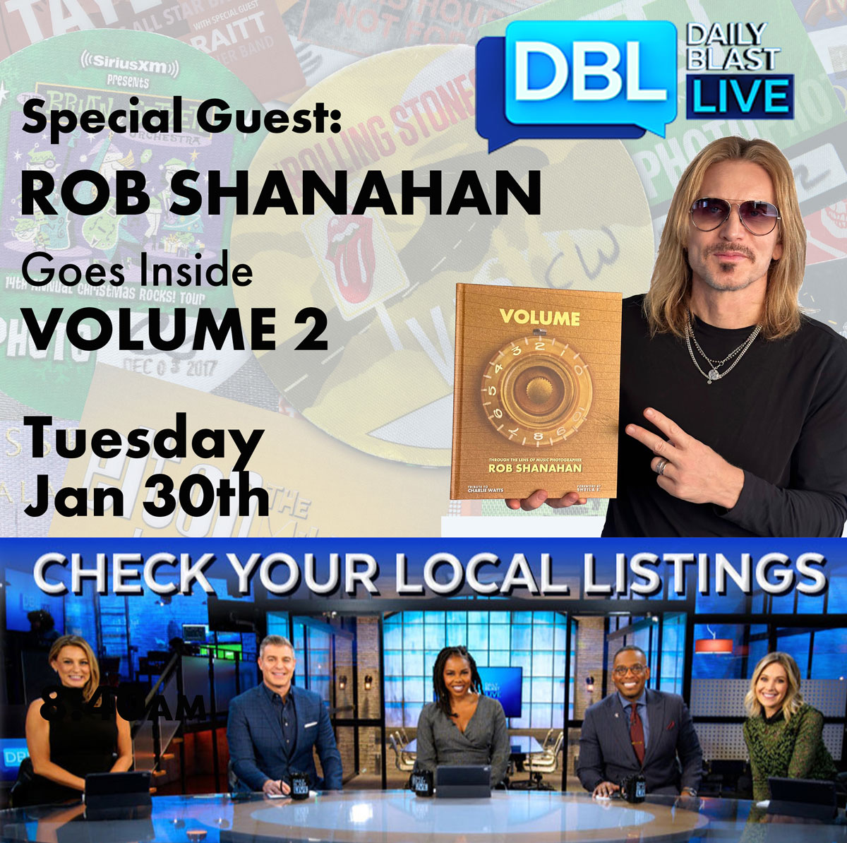 Excited to be on @DailyBlastLive tomorrow talking all things music photography, and of course my new book, VOLUME 2 📸 Check your local listings, or tune in online at dailyblastlive.com #musicphotography #musicphotographer #dailyblastlive #rockphotography #rockphotographer