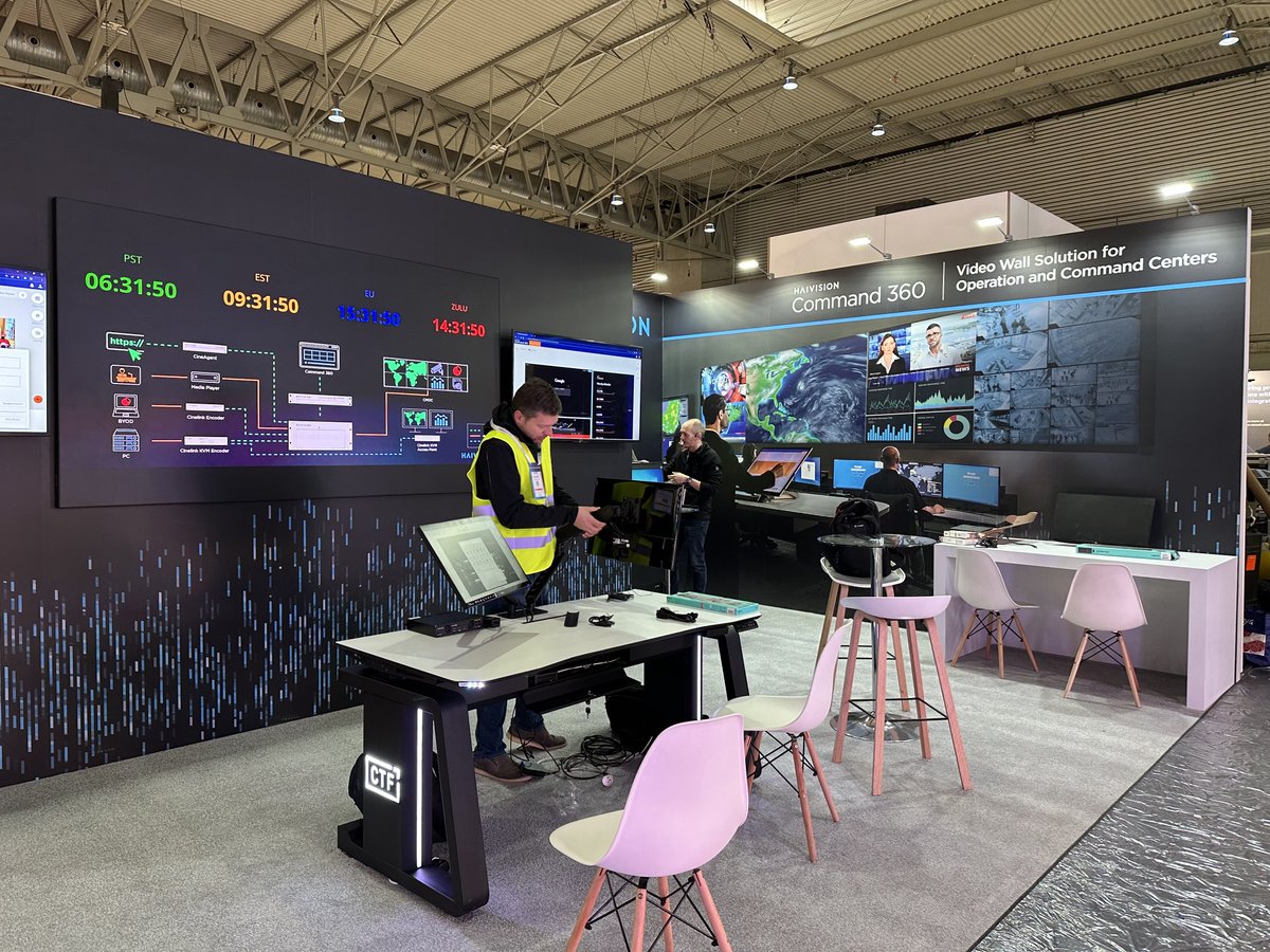 Haivision's tweet photo. We’re almost ready for #ISE2024. Book your meeting now or come by our stand #4E350 tomorrow to learn about the #Haivision #videowall solution, powered by #HaivisionCommand360: https://t.co/sh2qxWeKC1 https://t.co/fRaAHWZFoe