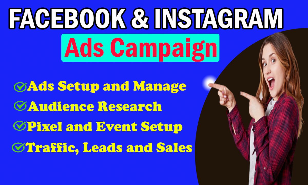 I will setup and manage your Facebook and Instagram ads campaign
#Facebookbusinesspage
#facebookads 
#youtubechannelcreate
#youtubechannelmanagement
#youtubechannelseo
#googleads 
#googleascampaign
#seomarketing