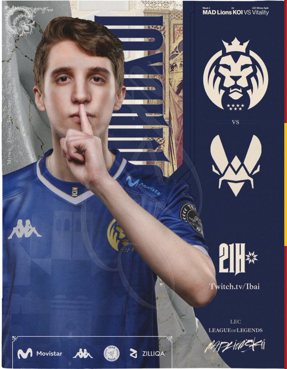 ÚLTIMO PARTIDO DE TEMPORADA REGULAR. 

MAD KOI vs VITALITY.

Si perdemos somos séptimos, si ganamos somos cuartos. 

RT Y ENTREN. 
twitch.tv/ibai