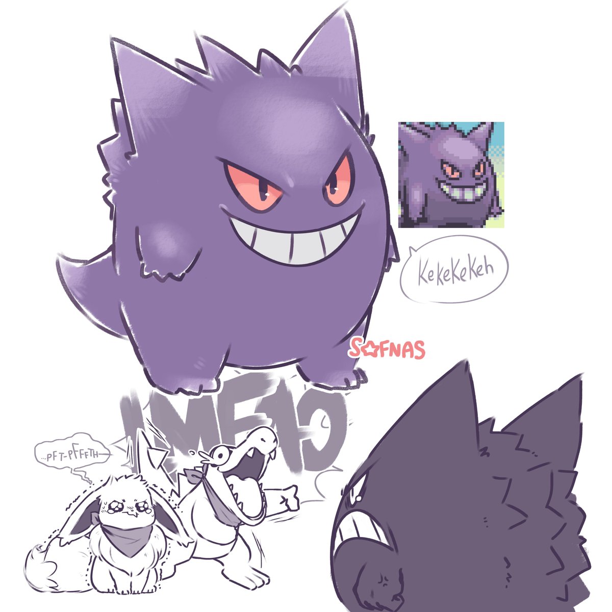 Sofnas2's tweet image. I replayed Pokémon Mystery Dungeon: Blue Rescue Team recently and I love Gengar&apos;s portrait cause it always looks like he has baby hands to me

#pokémon #pmd #pmm #mundomisterioso #PokemonMysteryDungeonDX #pmddx