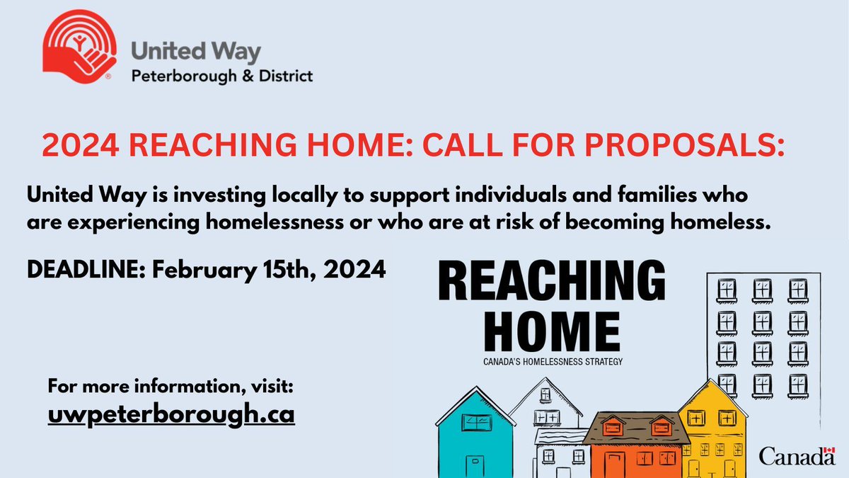 UnitedWayPtbo's tweet image. United Way PTBO’s Reaching Home Request for Proposals is now open for application.
 
Interested in applying for funding? Get your application in by February 15th!
 
Application details, including eligibility &amp;amp; evaluation criteria, are on our website: uwpeterborough.ca/request-for-pr…