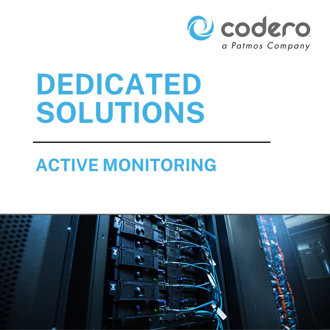 Free with any dedicated server, active monitoring provides real-time fault condition detection and intelligent alerting capabilities to be sure your server is always operating to its full potential. To learn more, visit codero.com/dedicated-solu…

#Codero #Patmos #MSP #hosting