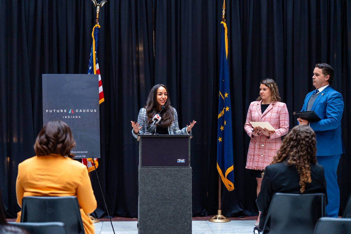 We're so excited to be in Indianapolis today to announce the new leadership of the Indiana Future Caucus with co-chairs @Maureen4Indiana and @BeauBaird765! Their leadership gives us hope for the future, and we can't wait to see what all they accomplish this year. #INLegis