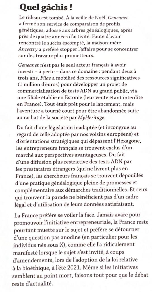 FredDumoulin's tweet photo. Sur les tests ADN, "la France préfère se voiler la face". "Faisons tout pour que le débat reste d'actualité". Excellent édito de @CharlesHervis dans La Revue française de généalogie #TestsADN @rfgenealogie https://t.co/UZ4hfcVLH3