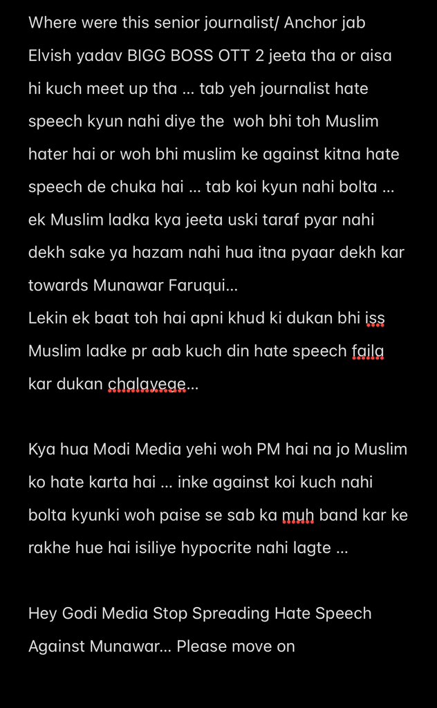 MansuriSameera's tweet photo. This is to all #MunawarFaraqui𓃵  haters and so called Seniors Anchors who spread hate speech against #MunwarFaruqui … Get over him… 
Must watch this

https://t.co/iAgBPDndI4

https://t.co/fkCXvKPpmn
Aaj ki date mei munawar pr hi sab kama rahe hai… https://t.co/W9yGK7xarQ