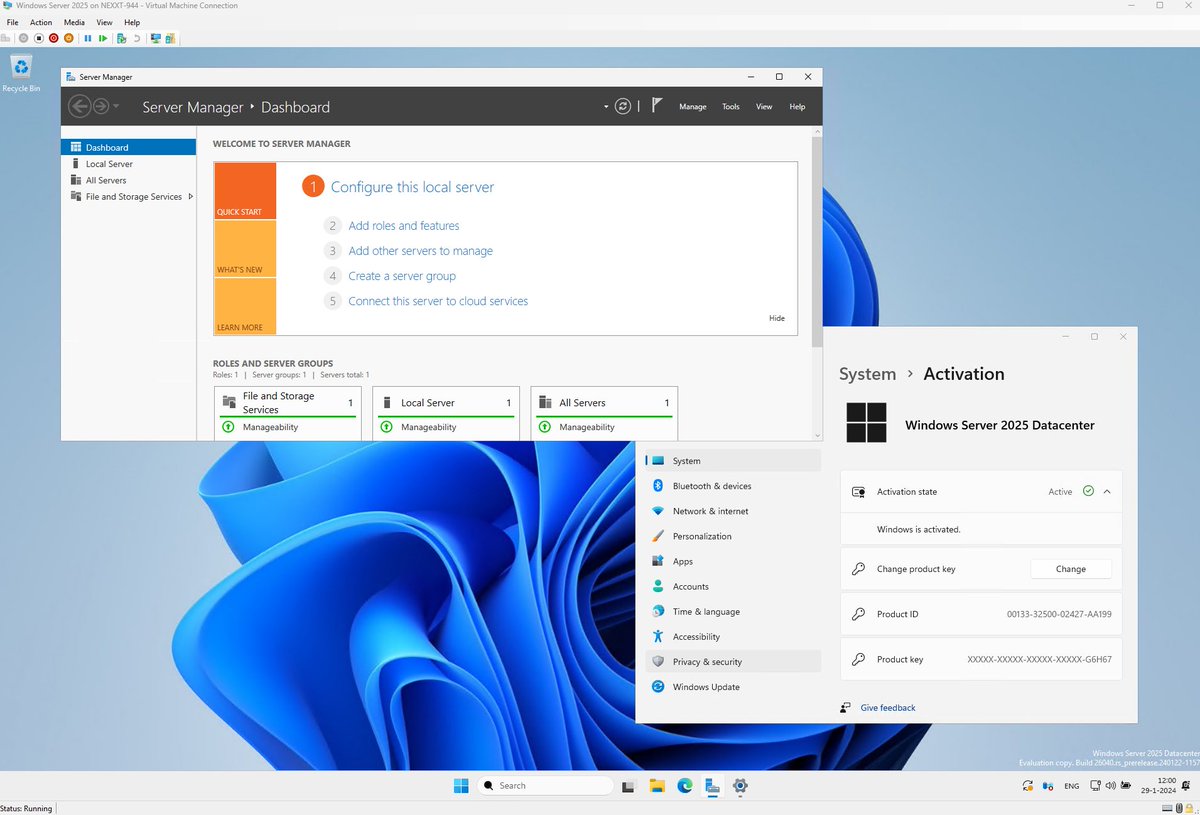 HarmVeenstra's tweet image. Trying the Windows Insider Preview of Server 2025 :) 

#Microsoft #vNext