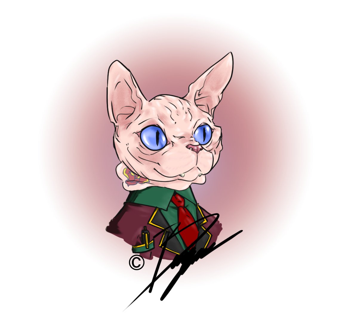 New Profile Pic. 'Fancy Boi'

#DigitalArt #ProfilePic #SphynxCat