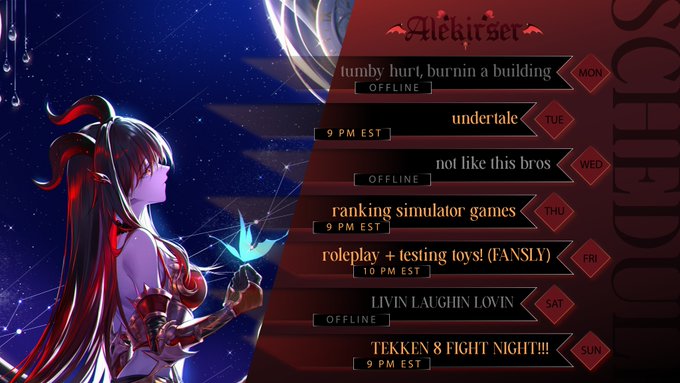 MY SCHEDULE FOR THIS WEEK! (JAN 29 - FEB 4)

art by Azuriel (@/TheAzureCiel) https://t.co/OvxrZahfE2