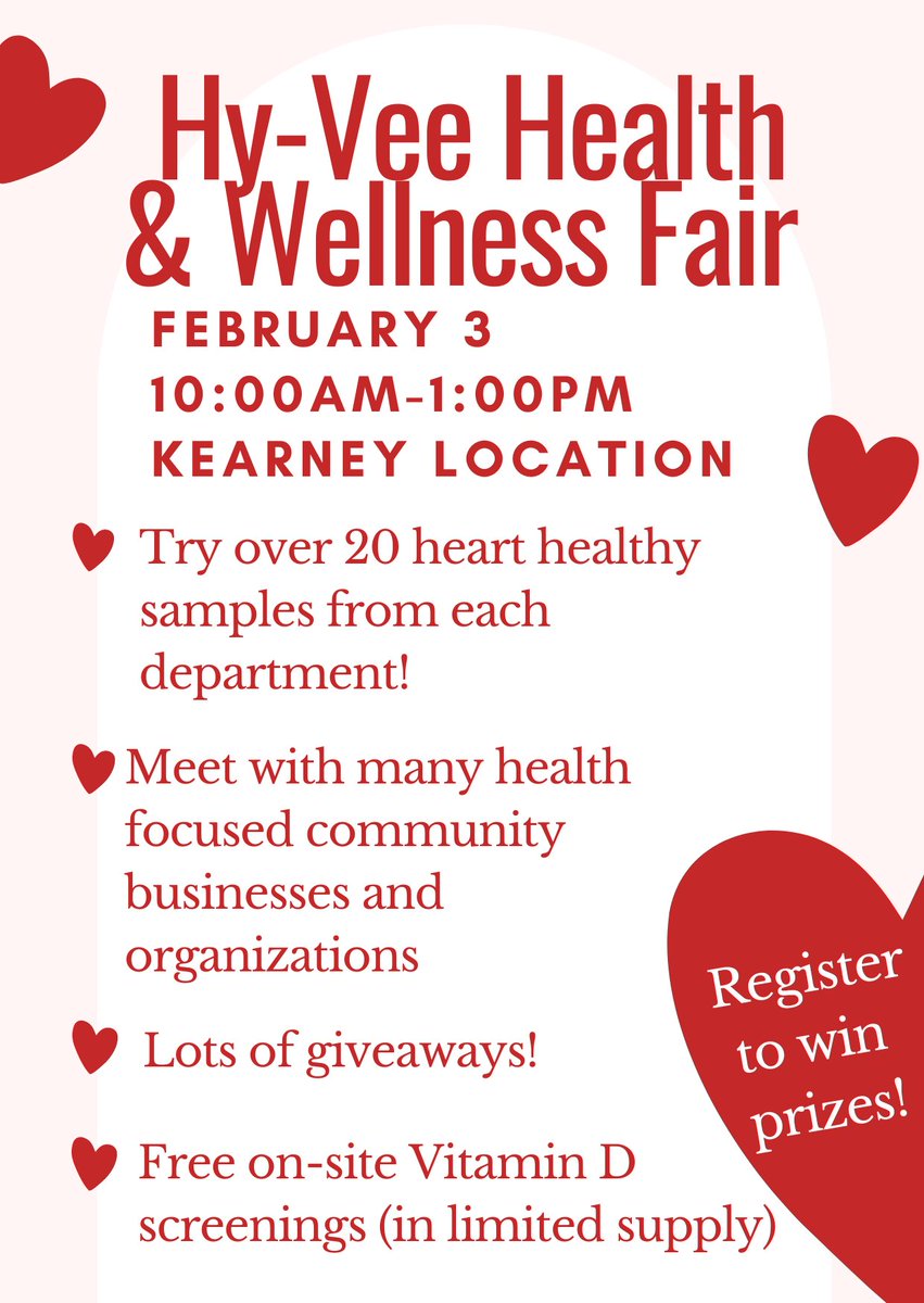 Check out this event happening on Saturday and hosted by our very own UNK Nutrition Students!

What? Hy-Vee Health and Wellness Fair
Where? Kearney Hy-Vee
When? Saturday, February 3rd, 10:00a.m. - 1:00p.m.