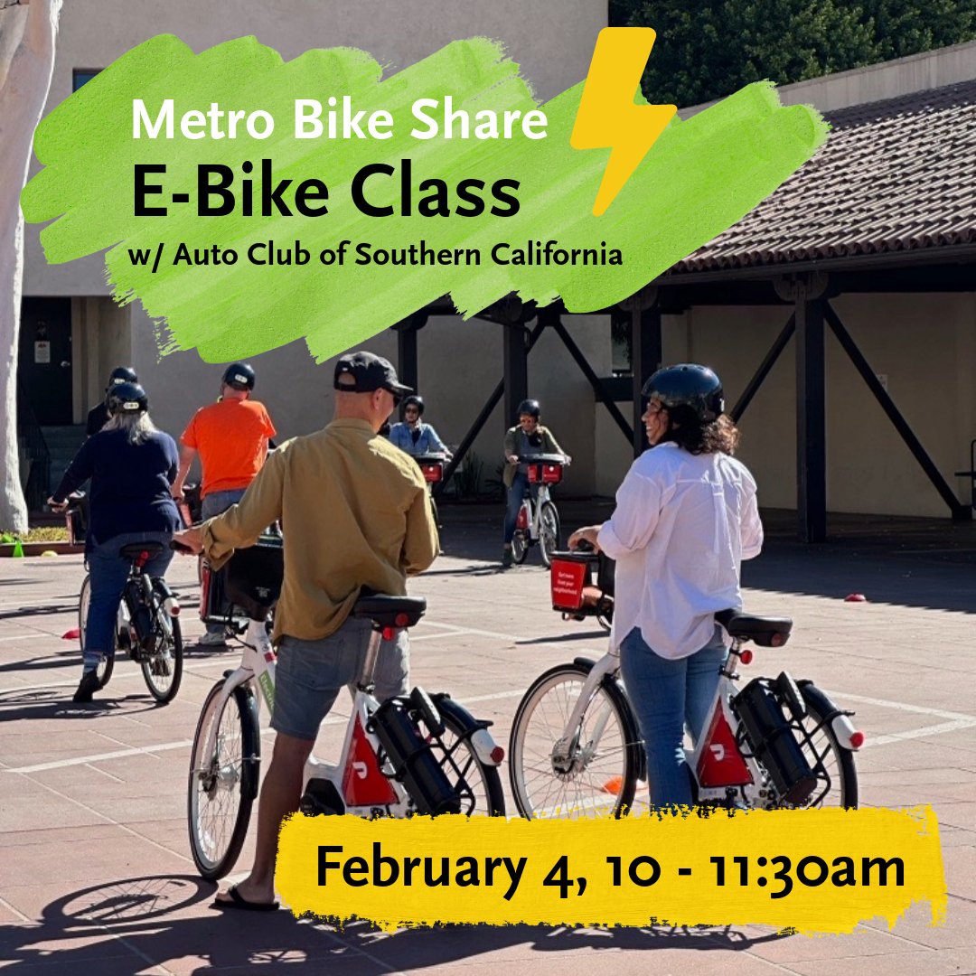 Sign up for our next E-bike class hosted in partnership with Auto Club of Southern California! February 4, 10-11:30am @ the Historic Auto Club building in DTLA: ow.ly/xsOa50QvBmw