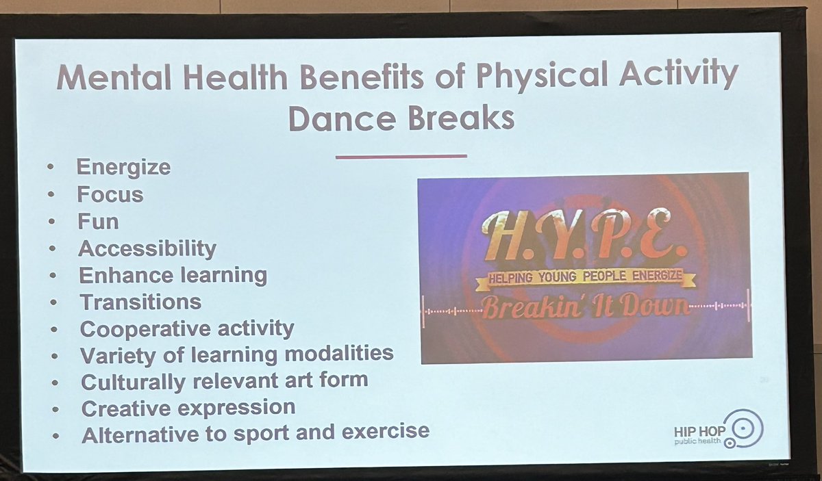 Great session for health education in Prek-MS! Inspired by the team of presenters. Thank you! Hip Hop Public Health @HHPHORG. Free online resources to share with teachers.@tasanet