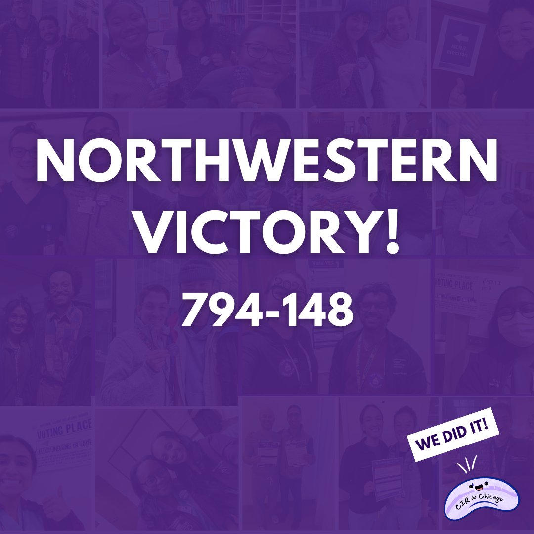 It's a LANDSLIDE! Residents and fellows at @NorthwesternMed overwhelmingly voted to unionize, with 794-148 voting YES to join CIR/SEIU. We are stronger together. 💪💜 
#UnionStrong #NMBetter