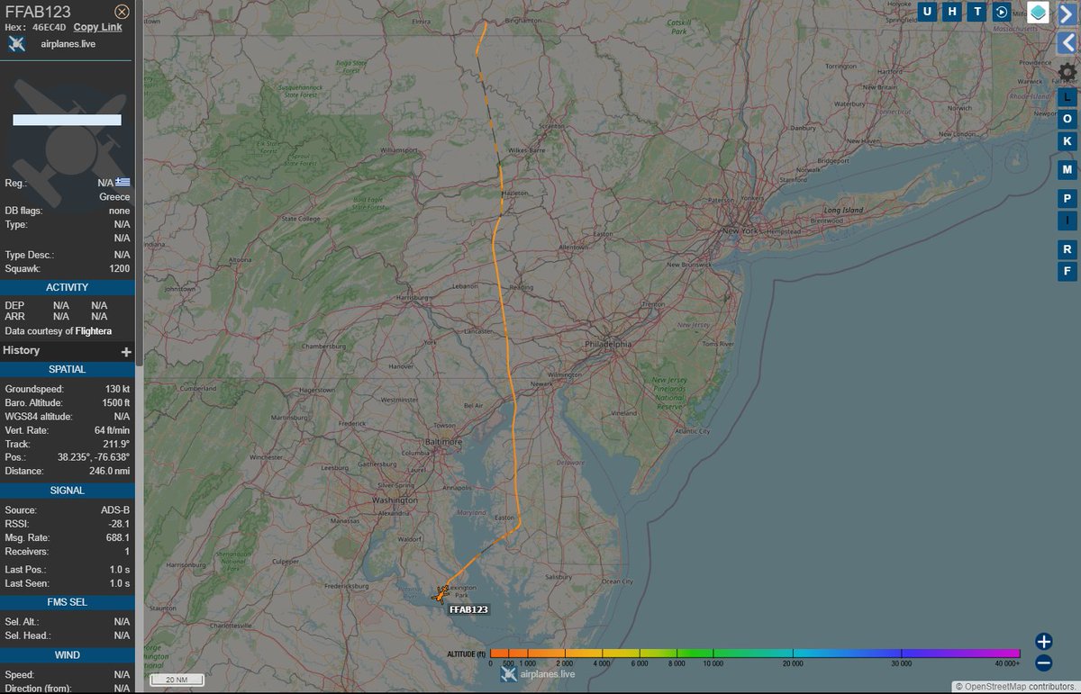 KB1JHU's tweet photo. #Sikorsky MH-60R Seahawk, USN BuNo 169894 heading south from the Owego plant. Should be Hellenic (Greek) Navy PN77 (ΠN77) but if any spotters can get eyes on or a photo, that would be super.
https://t.co/6Z89pJWUbp
@live_airplanes #planespotting #MH60R #ADSB #HellenicNavy https://t.co/mHfhlfWFEs