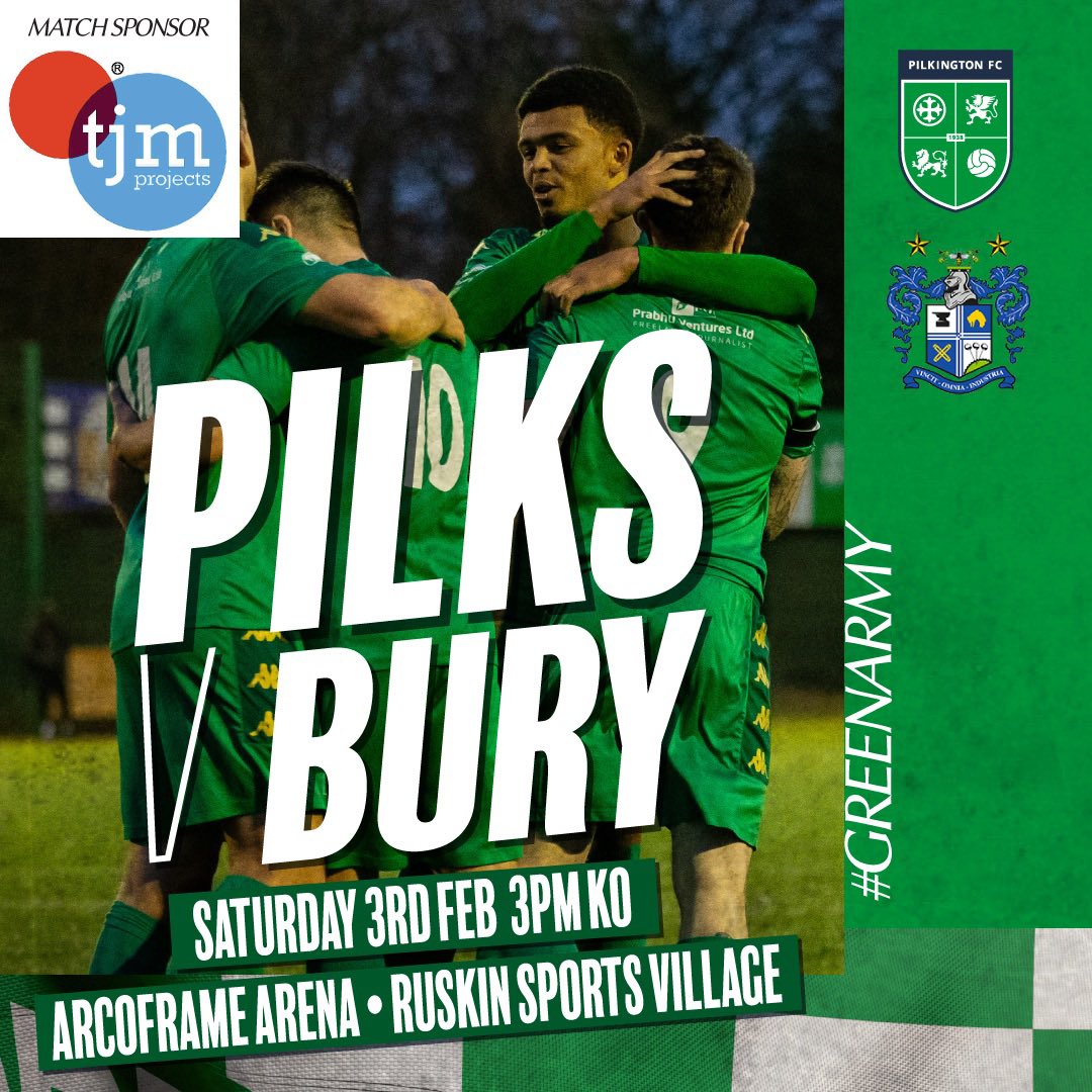 🟢🟢 This Saturday 

@buryofficial are coming to town. 

#theshakers are flying so it’s going to be tough. We need the #sthelens  #greenarmy behind us 💚

Get your tickets and be part of it <a href="/ruskinsthelens/">Ruskin St Helens</a>

tinyurl.com/pilksbury

Match sponsor: <a href="/TJMProjectsLtd/">TJM Projects Ltd</a>