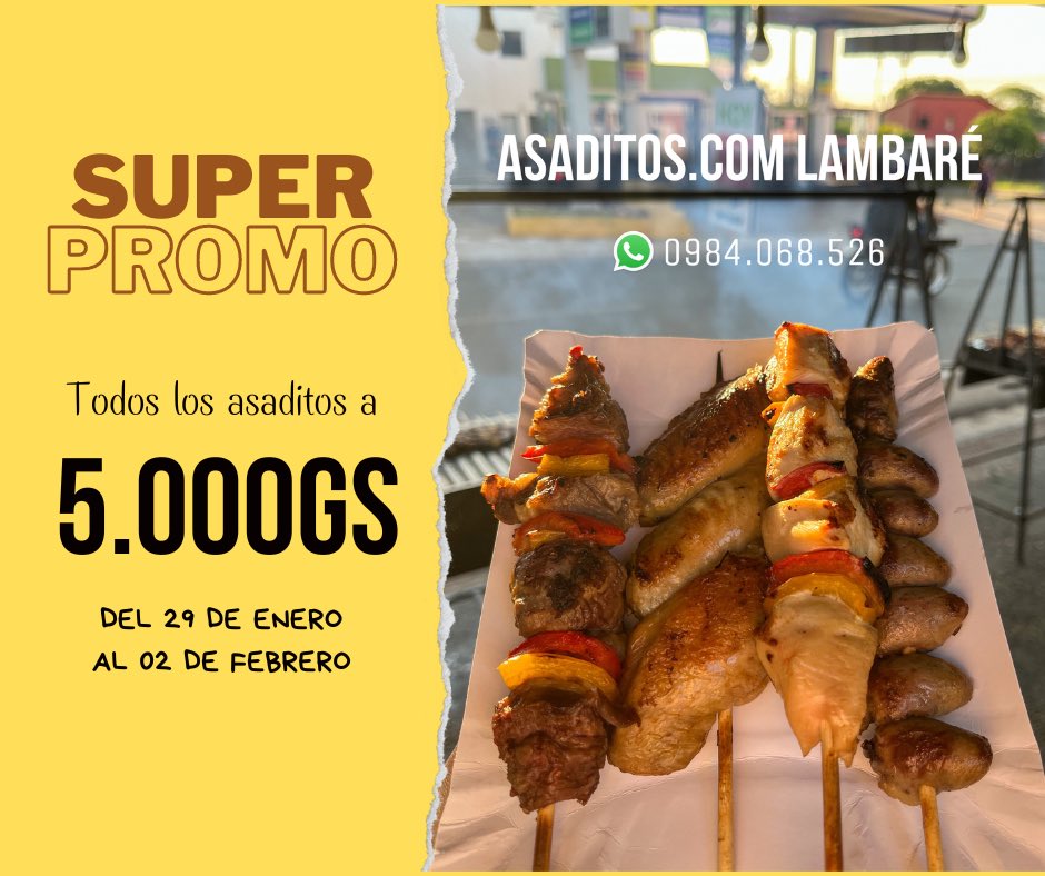 Lunes 90 de enero y tenemos promo 🙌🏼 

📲Pedidos p/ delivery o pasar a buscar: 0984.068.526
💰Métodos de pago: Efectivo, transferencia bancaria y giros tigo.
📍Pedro Juan Caballero esq Rio Tebicuary (detrás mismo del superseis Lambare)