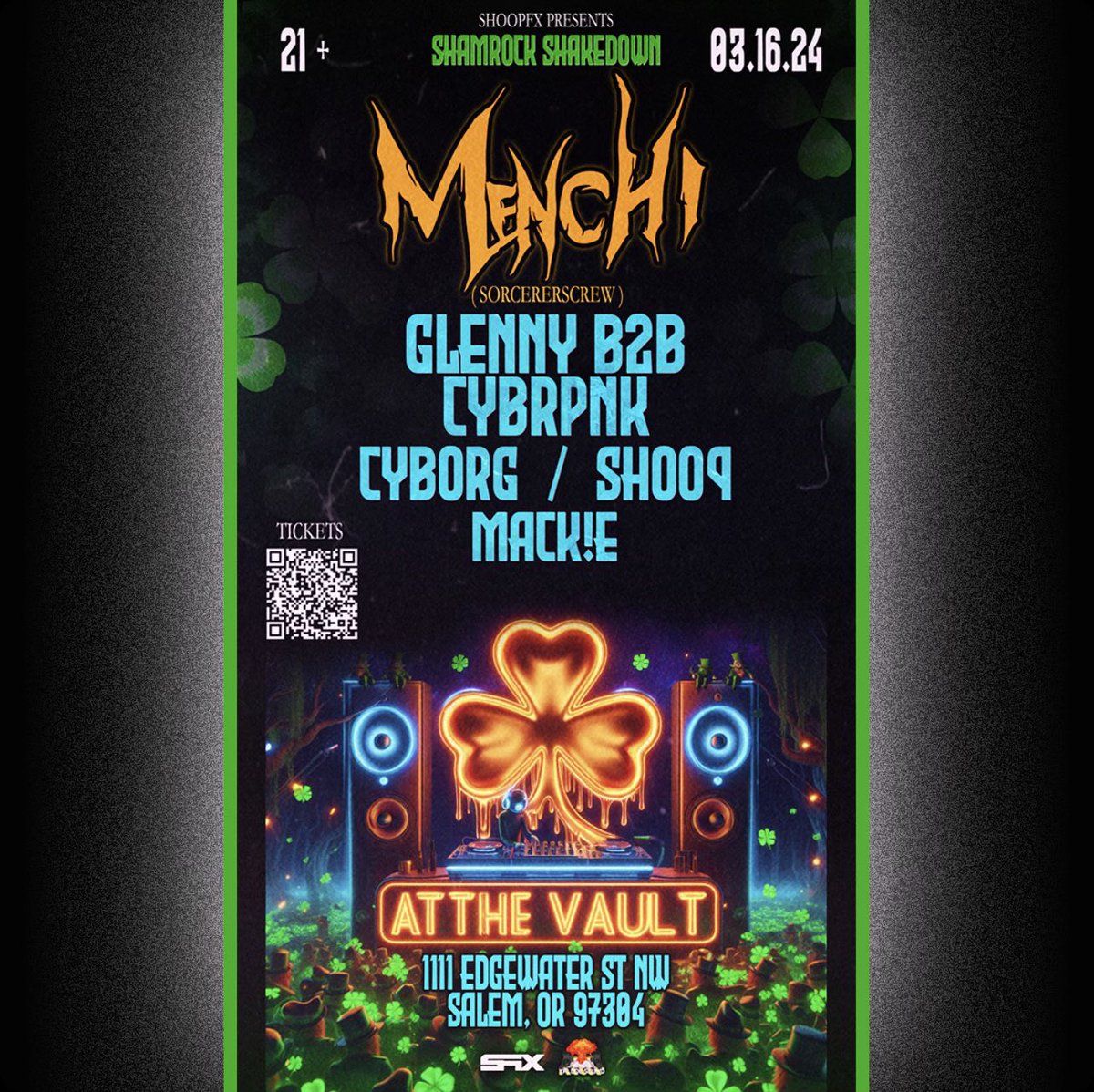 OREGON debut March 16th !!! ✈️

Thank you to <a href="/shoopfx/">unknwn.psd</a> For the booking!!
St. Pattys day bout to be crazzzyyyy ☘️