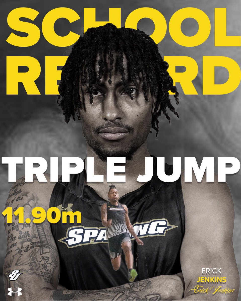SpaldingXC's tweet photo. Over this past weekend we saw a 9 year-old record fall on the field side. Congrats to Erick Jenkins on a massive jump to earn him second at the meet and 1st in the record books of 11.90m in the triple jump!
#builtdifferent #sutf #whyd3 #d3tf https://t.co/sJt1Uu45Ei