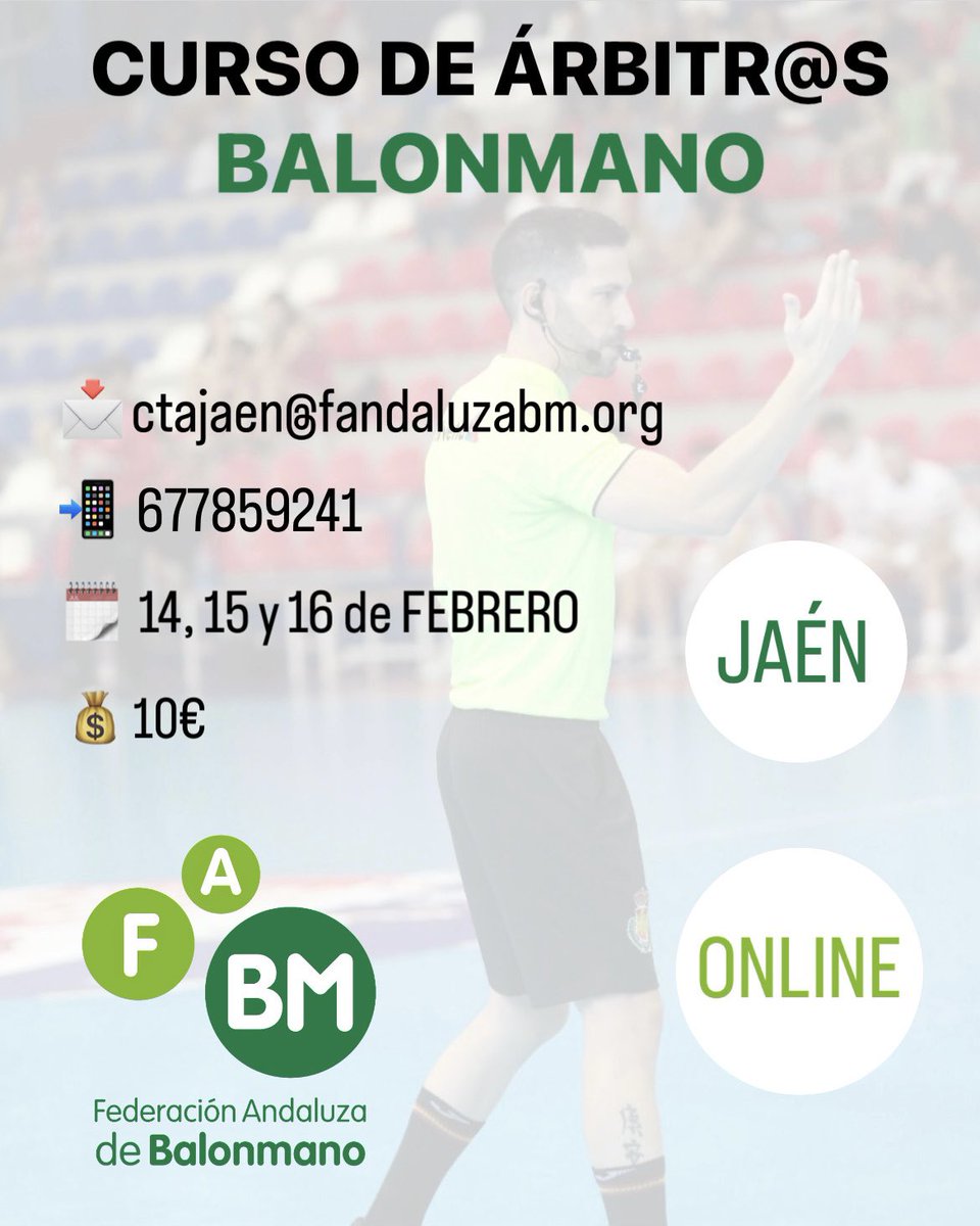 🔊 ES TU MOMENTO ‼️

¿Quieres seguir aprendiendo BALONMANO desde otro punto de vista? 🤾🏼🤾🏻‍♀️

🙌🏻 GRAN OPORTUNIDAD.
No te lo pienses, 3 días y ONLINE. 

📲 Llama y 📩 consulta tus dudas.

#BalonmanoJiennense🇳🇬