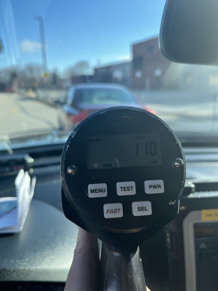 HRPS_Traffic's tweet photo. Nice weather brought out more walkers, some cyclists and this Stunt driver.  18 year old, G2 driver going 110 km/h on New St at Woodview a 60km/h Community Safety Zone at 2:40pm. Kids and parents from a nearby school watched the car taken away on a flatbed. Lots of Thank you’s https://t.co/sdADBZNmrk