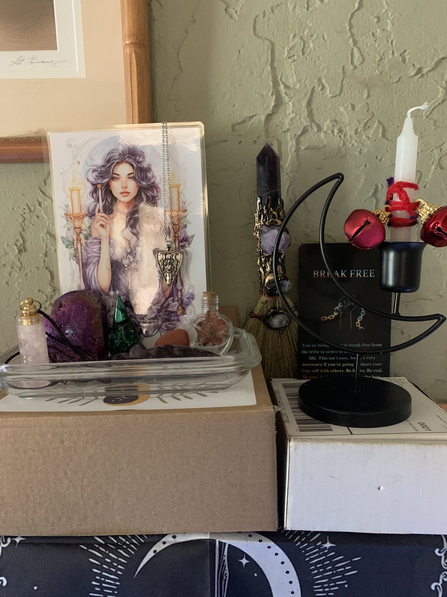 Out of practice pagan trying to create a new cat-proof-ish alter space to honor the goddess Brigid on the eve of Imbolc…may she forgive the makeshift nature I need a new alter set up and gear. The old stuff just doesn’t work for this space and the animal Tribe😆