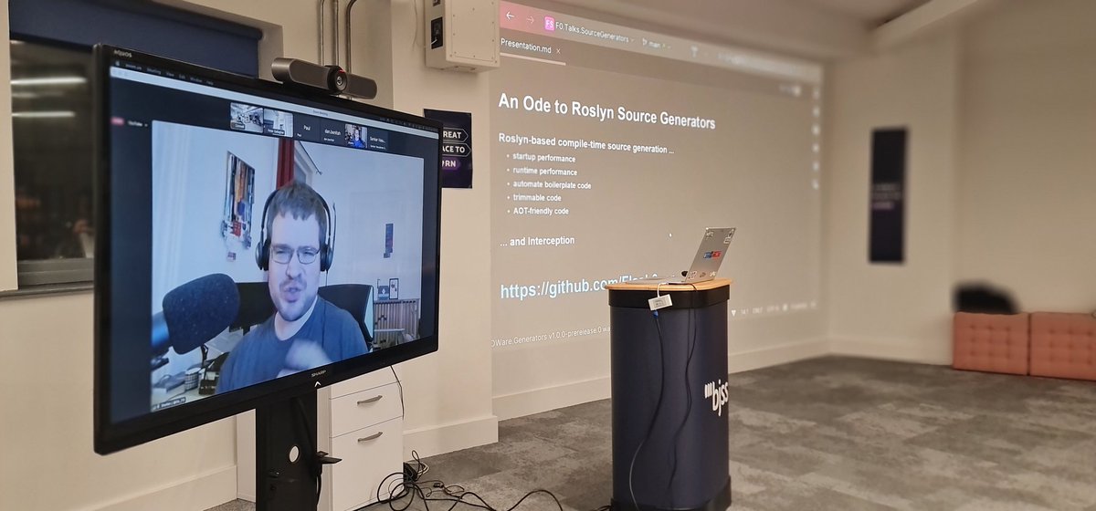 dotnetnotts's tweet image. Next we have @0x_F0 aka Stefan talking about &quot;An Ode to Roslyn Source Generators&quot;! #dotnetnotts